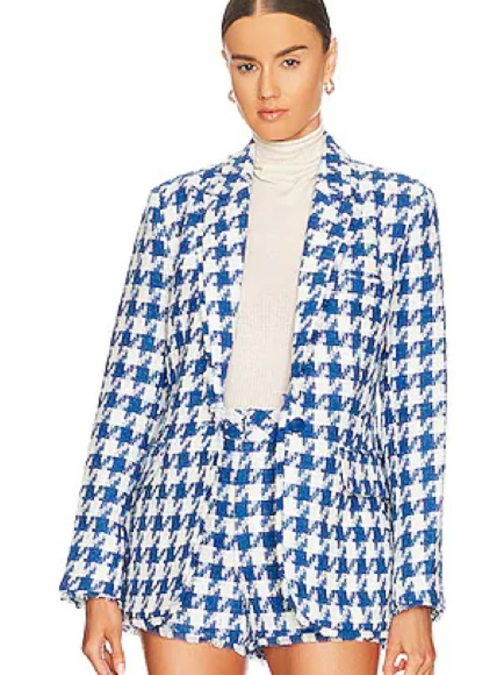 Steve Madden Blue and White Houndstooth Blazer